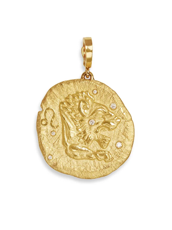 men’s silver wedding band Of The Stars Leo Large Coin Yellow Gold Charm