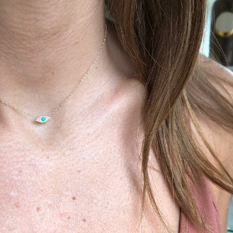 sterling silver dragonfly pendant OLYMPIA DIAMOND & TURQUOISE EYE OF PROTECTION NECKLACE