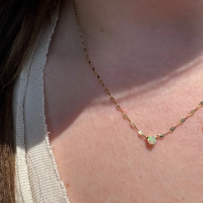 thin silver chain necklace ONE LOVE OPAL FORZENTINA NECKLACE