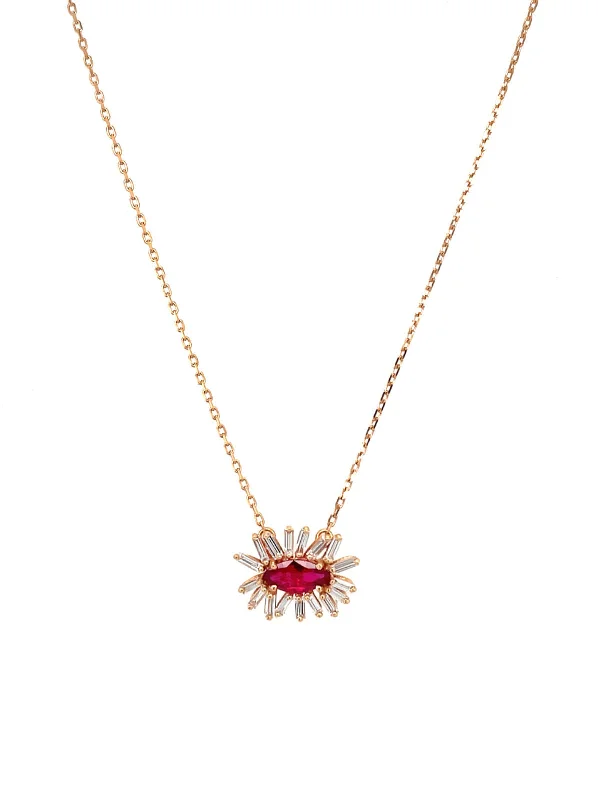 infinity heart necklace personalized One-of-a-Kind Ruby and Diamond Baguette Rose Gold Necklace infinity heart necklace personalized One-of-a-Kind Ruby and Diamond Baguette Rose Gold Necklace
