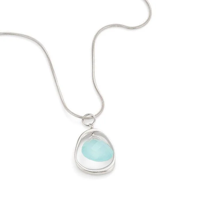 bold statement ring chunky Open Circle with Chalcedony Necklace