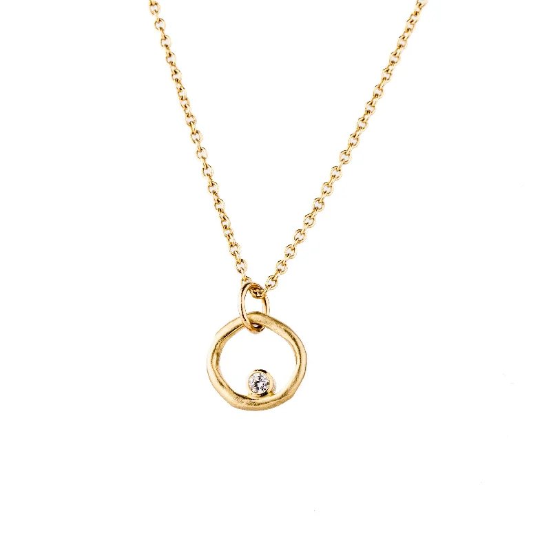 white gold necklace simple Open Circle with Diamond Necklace