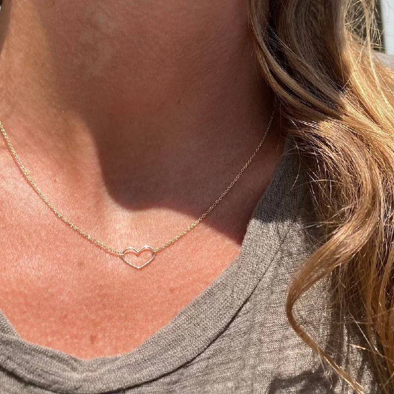 vintage-inspired moonstone necklace OPEN HEART NECKLACE