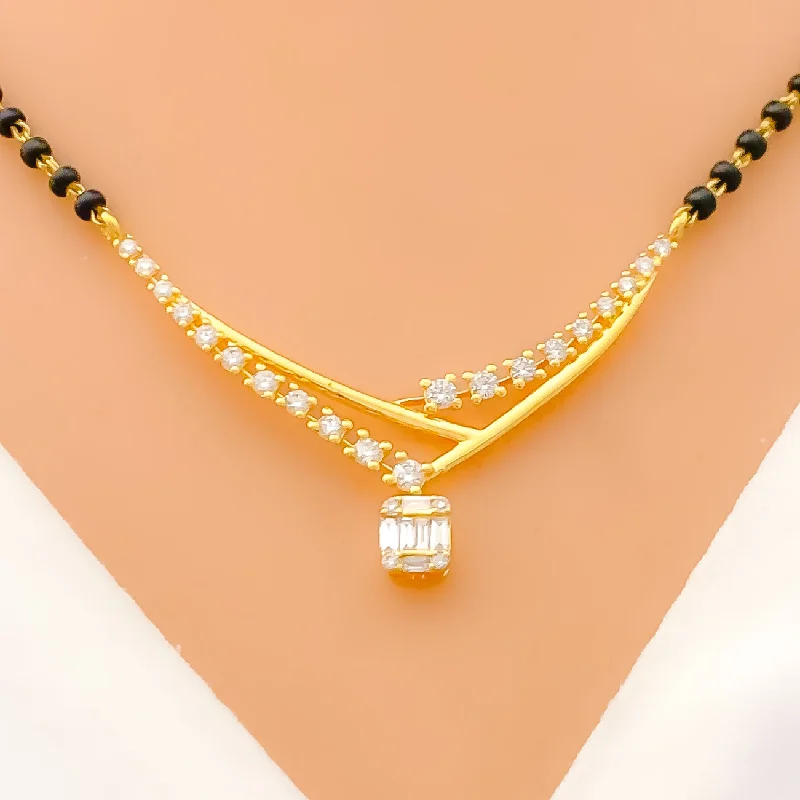 dainty rose gold anklet Opulent Striped Diamond + 18k Gold Mangal Sutra