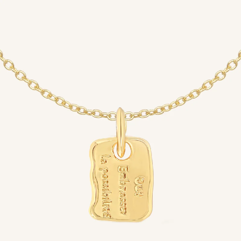 vintage gold engagement ring Oui Pendant Necklace