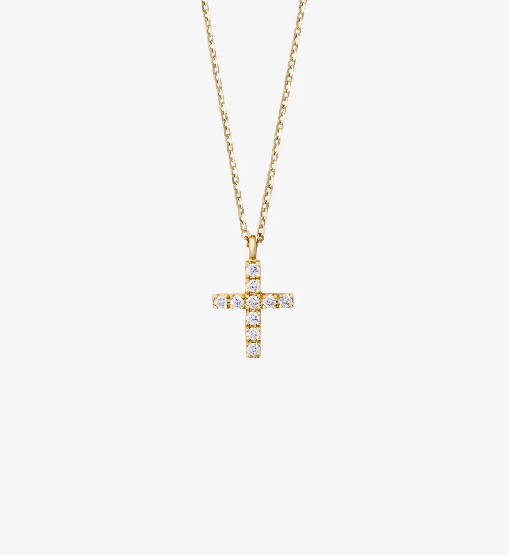 simple gold bar stud earrings Diamond Cross Necklace 0.10 in 14K Yellow Gold