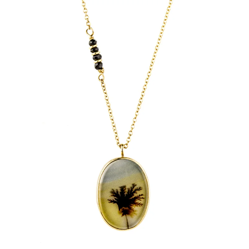 Celtic knot wedding band Oval Dendritic Agate Necklace