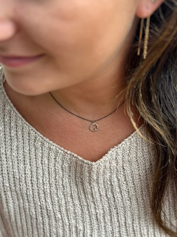 silver wave ring dainty Overlapping Circle Necklace