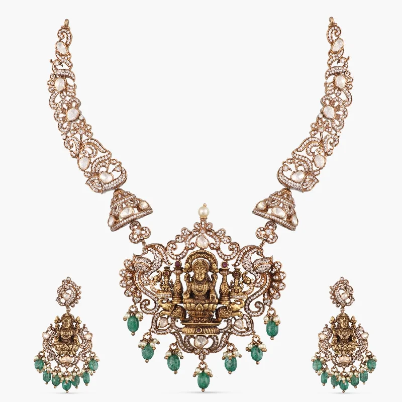 celestial star cluster earrings Padmasana Moissanite Silver Hasli Necklace Set