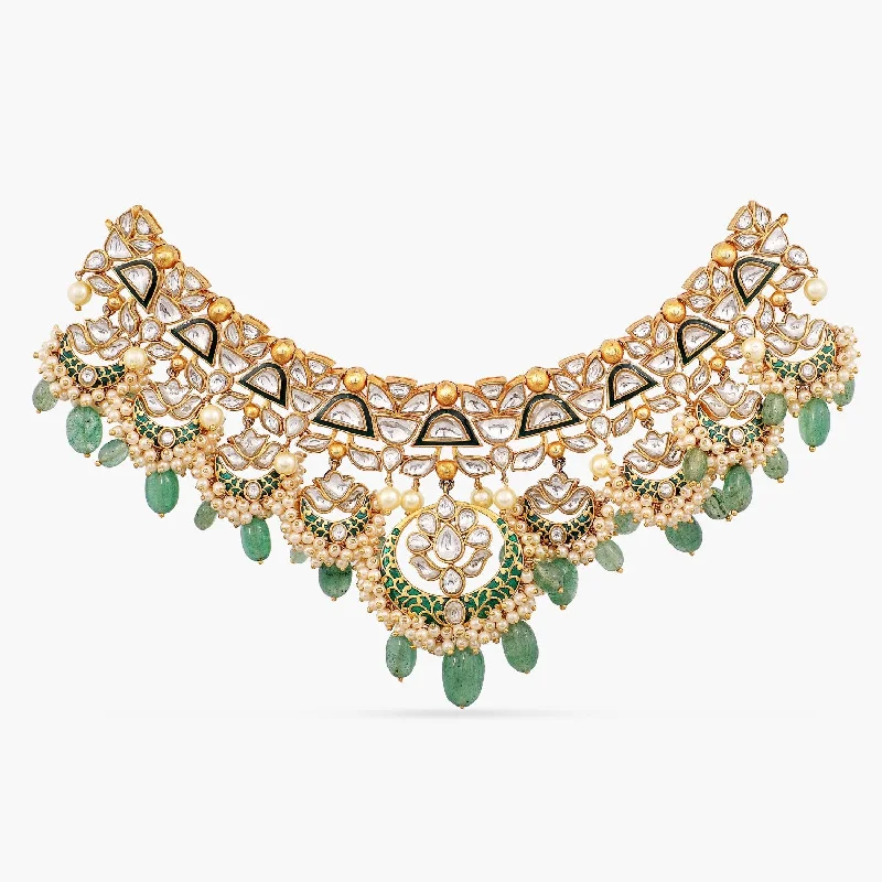 handcrafted turquoise necklace Pankhuri Jadau Silver Choker Necklace