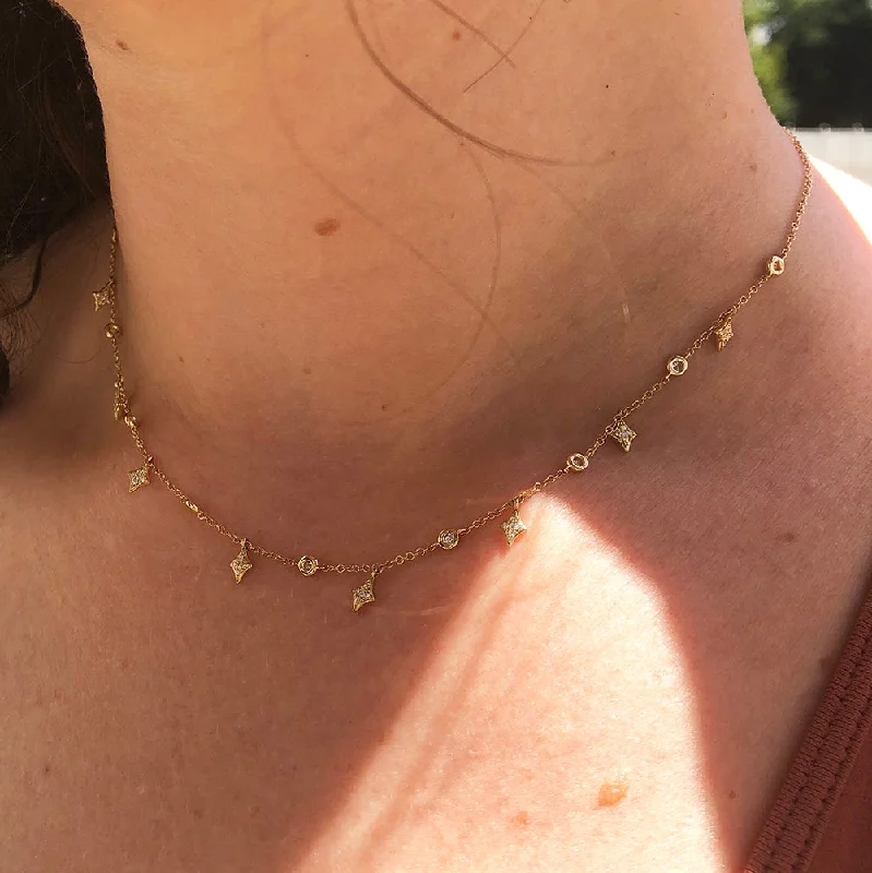 engraved pendant necklace PASHA DIAMOND STATION NECKLACE