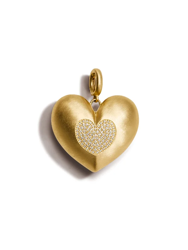 chunky boho turquoise ring Paulette Brushed Yellow Gold Heart with Diamond Heart Pendant chunky boho turquoise ring Paulette Brushed Yellow Gold Heart with Diamond Heart Pendant