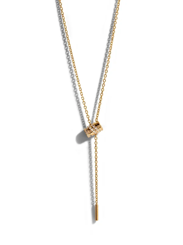 gold charm bracelet with initials Pavéd Mini Latch Yellow Gold Necklace