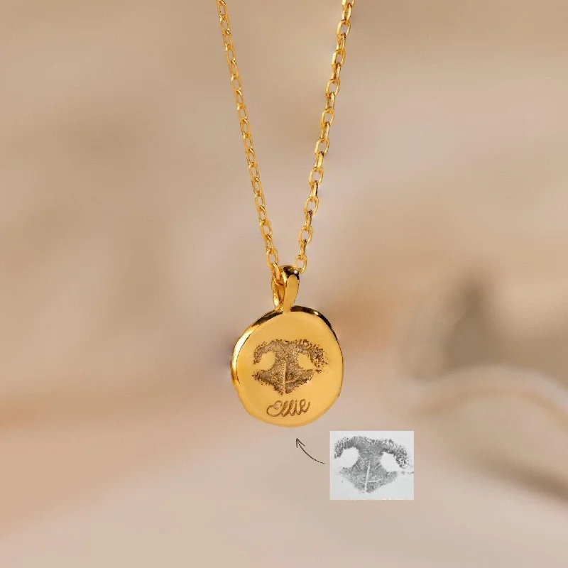 real citrine gemstone pendant Paw Print Coin Necklace