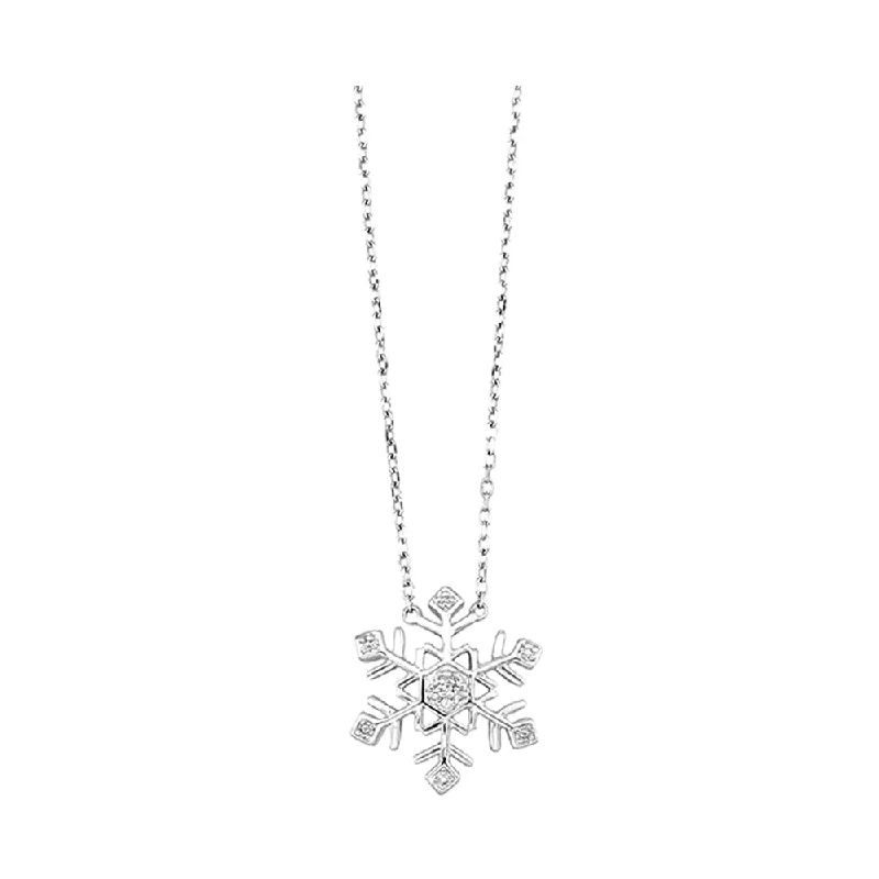 minimalist stacking rings set Sterling Silver Diamond Snowflake Necklace