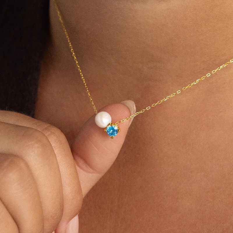 infinity couple’s ring matching set Pearl & Birthstone Necklace