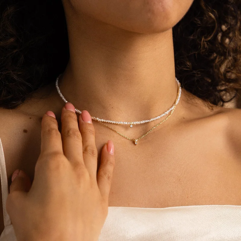 pearl and silver bracelet Pearl & Diamond Duo Necklace