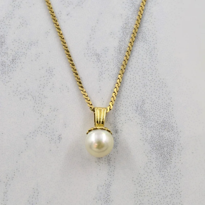 waterproof beach anklet stainless steel Pearl Pendant Necklace | 1.00ct | 18.50" |