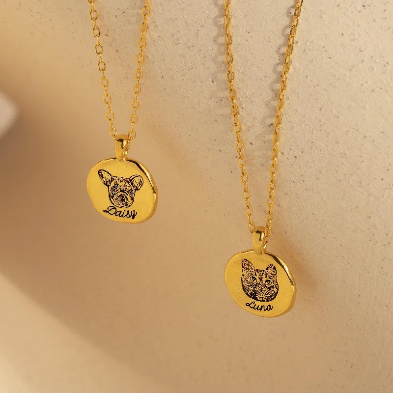 adjustable braided rope ring Pet Portrait Coin Necklace