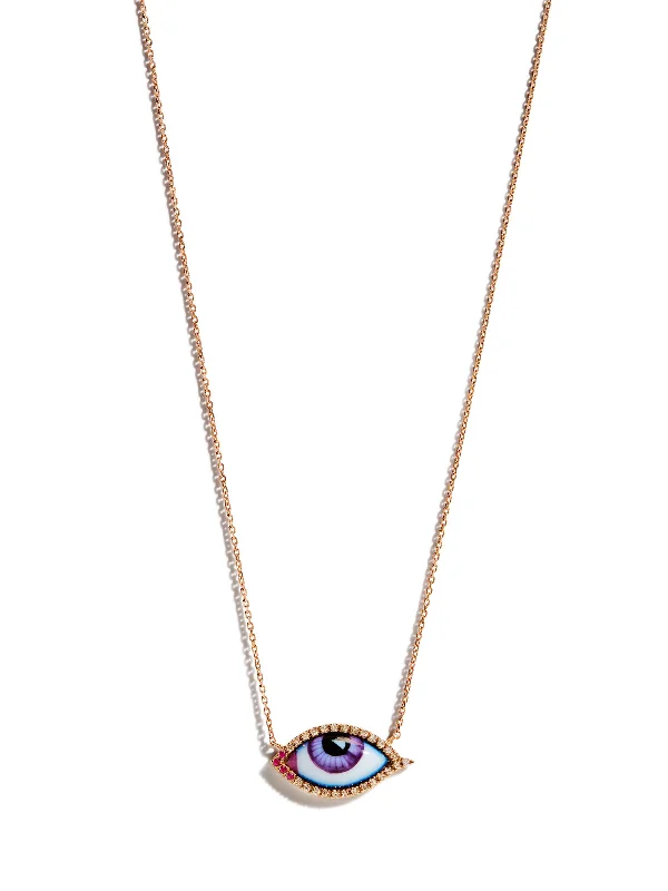 handmade antique silver bangle Petit Mauve Enamel, Ruby, and Diamond Evil Eye Rose Gold Necklace handmade antique silver bangle Petit Mauve Enamel, Ruby, and Diamond Evil Eye Rose Gold Necklace