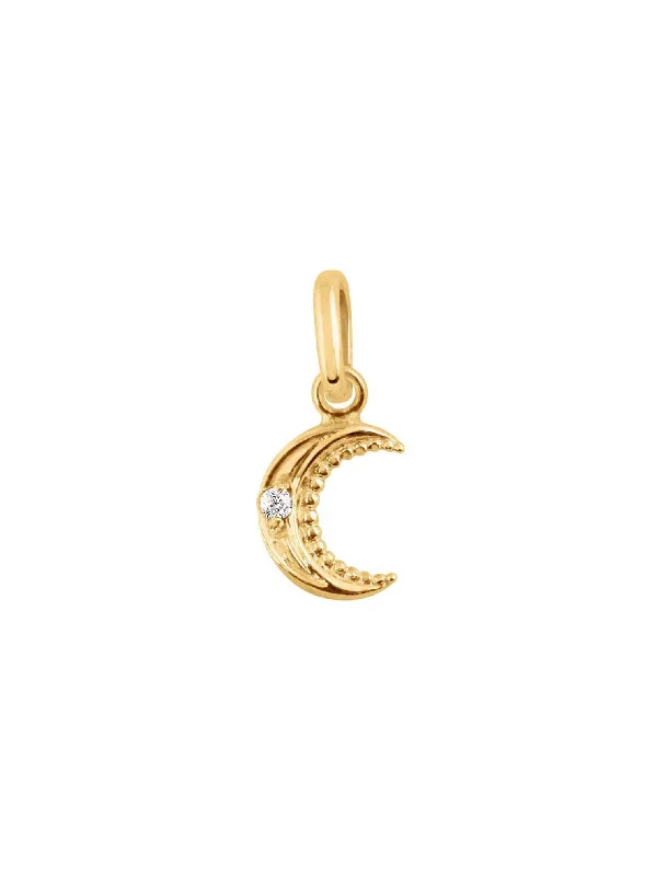 simple crystal pendant necklace Petite Diamond Moon Yellow Gold Charm