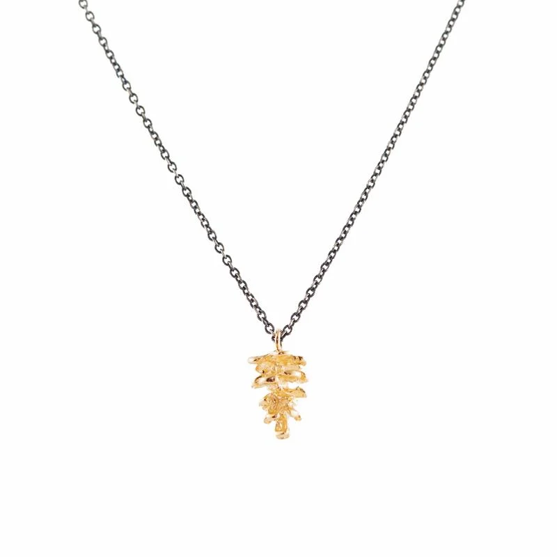 hammered sterling silver band Pine Cone Necklace