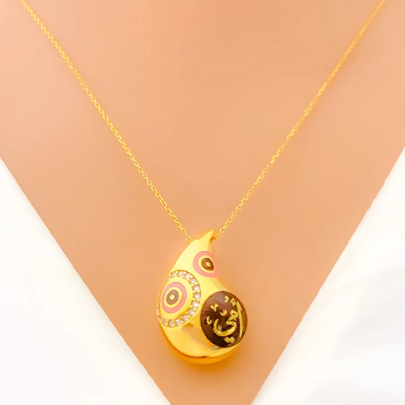 Posh Glowing Drop 21k Gold CZ Necklace