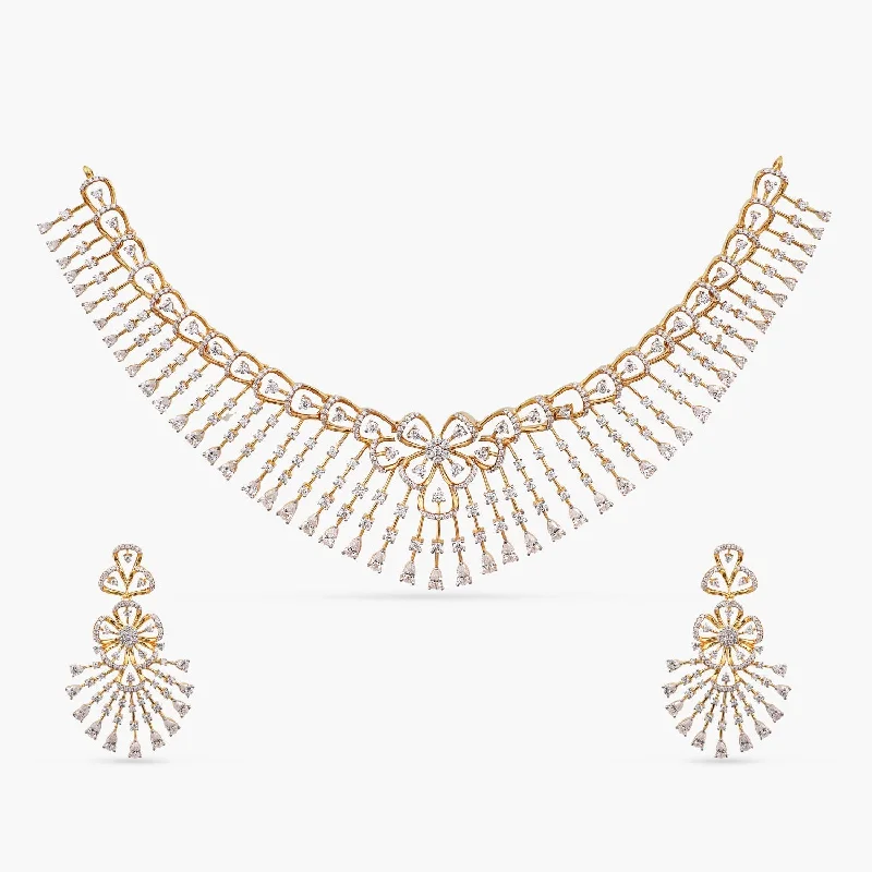 handcrafted gemstone ring women Prafulti Zircon Silver Necklace Set