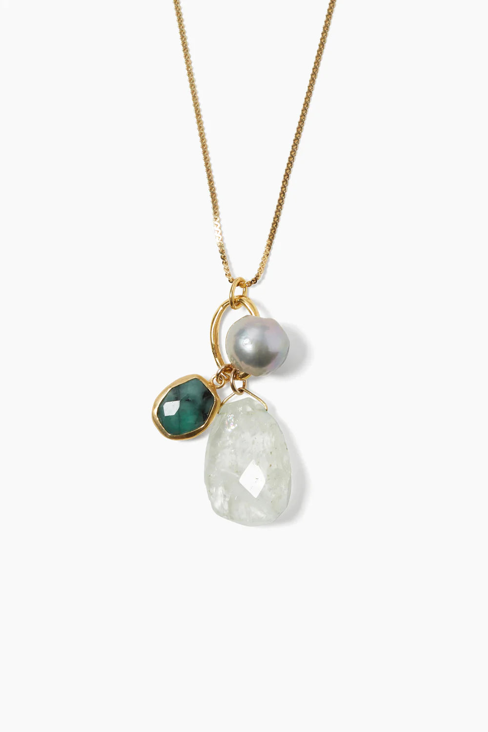 celestial sun and moon pendant Provence Charm Necklace Seafoam Mix