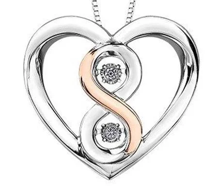 opal and gold earrings Two Tone Diamond Infinite Love Heart Sterling Silver Necklace