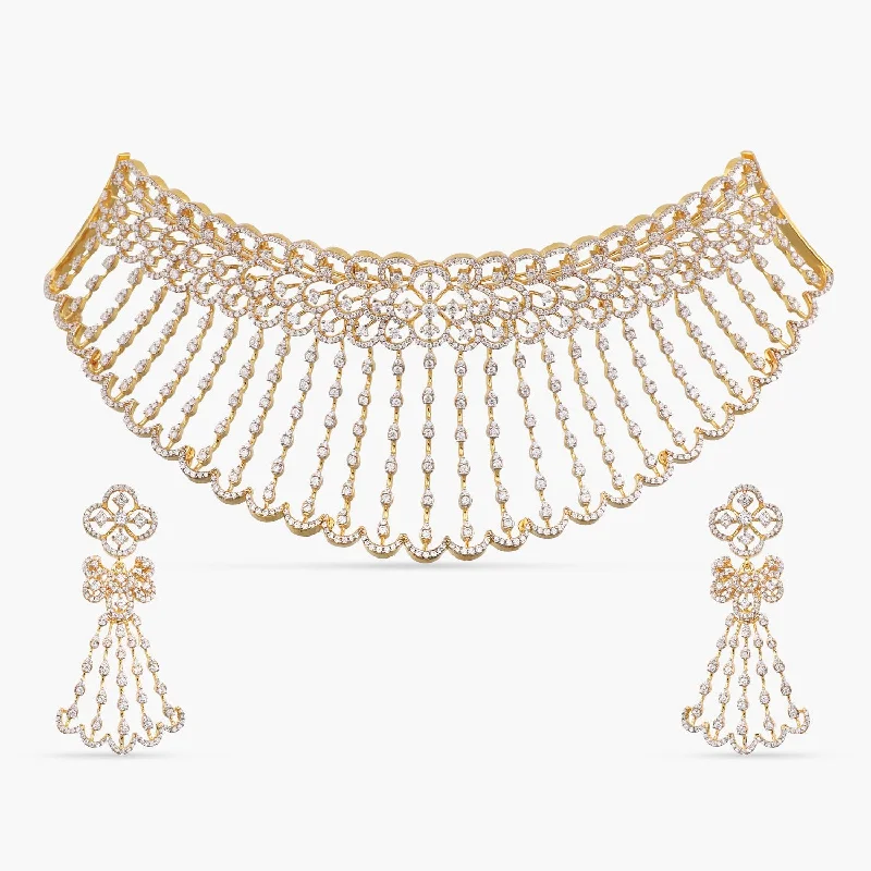 bold statement ring chunky Punya Grand CZ Silver Choker Set