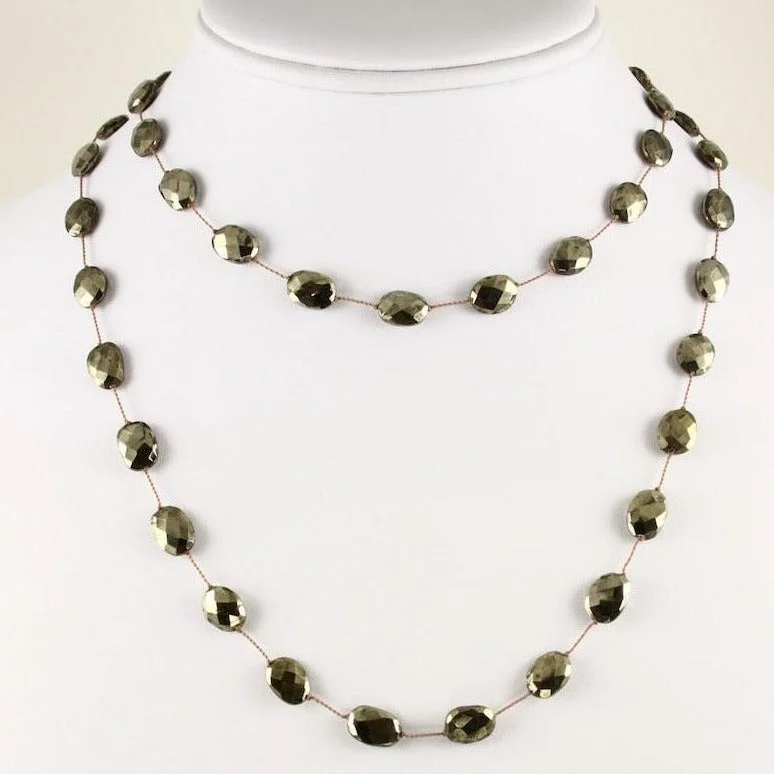 double-layered choker necklace Pyrite Long Necklace
