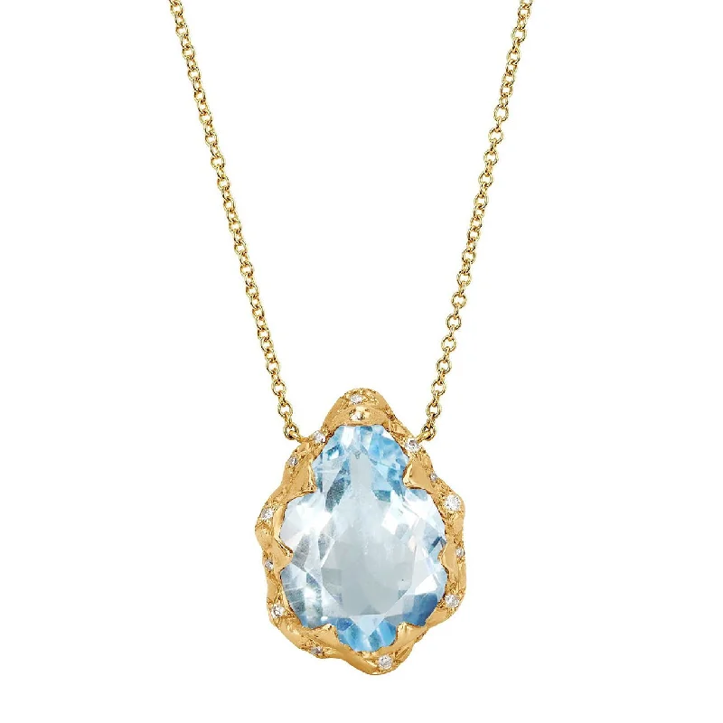 bohemian anklet with shells Queen Water Drop Aquamarine Necklace with Sprinkled Diamonds