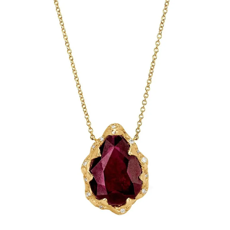 real citrine gemstone pendant Queen Water Drop Natural Ruby Necklace with Sprinkled Diamonds real citrine gemstone pendant Queen Water Drop Natural Ruby Necklace with Sprinkled Diamonds