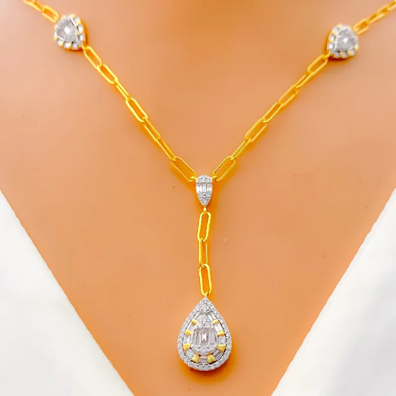 Radiant Interlinked Diamond + 18k Gold Necklace