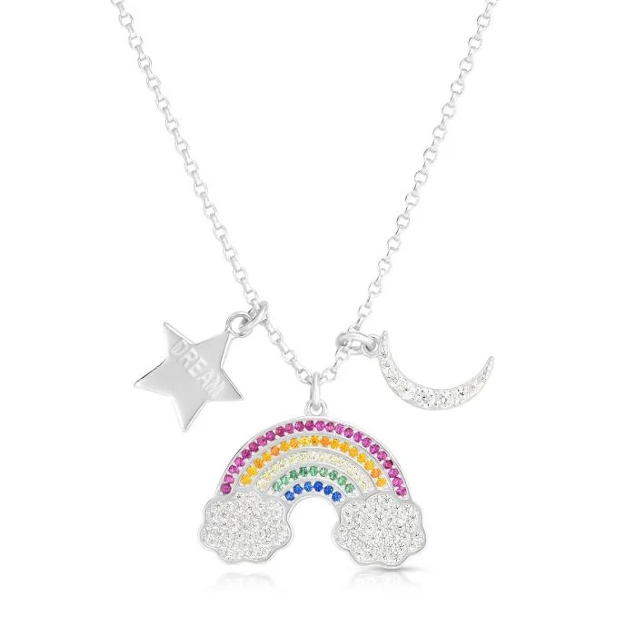 vintage filigree locket necklace Rainbow Dream Sterling Silver Necklace