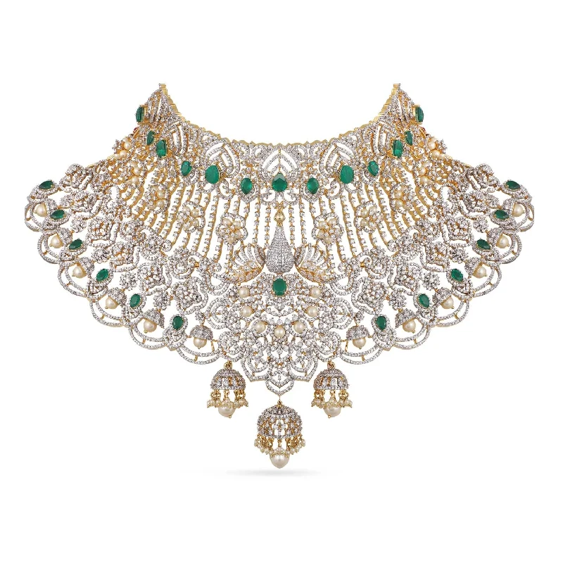 gold initial bracelet personalized Rasika Grand Silver CZ Choker