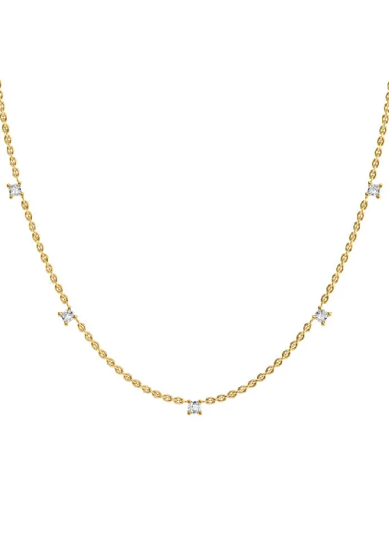 classic tennis bracelet white gold Fived 18K Gold Necklace w. Lab-Grown Diamonds