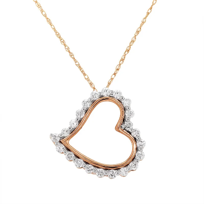chunky gemstone cuff bracelet ROSE GOLD LOPSIDED HEART PENDANT NECKLACE WITH DIAMONDS, .25 CT TW chunky gemstone cuff bracelet ROSE GOLD LOPSIDED HEART PENDANT NECKLACE WITH DIAMONDS, .25 CT TW