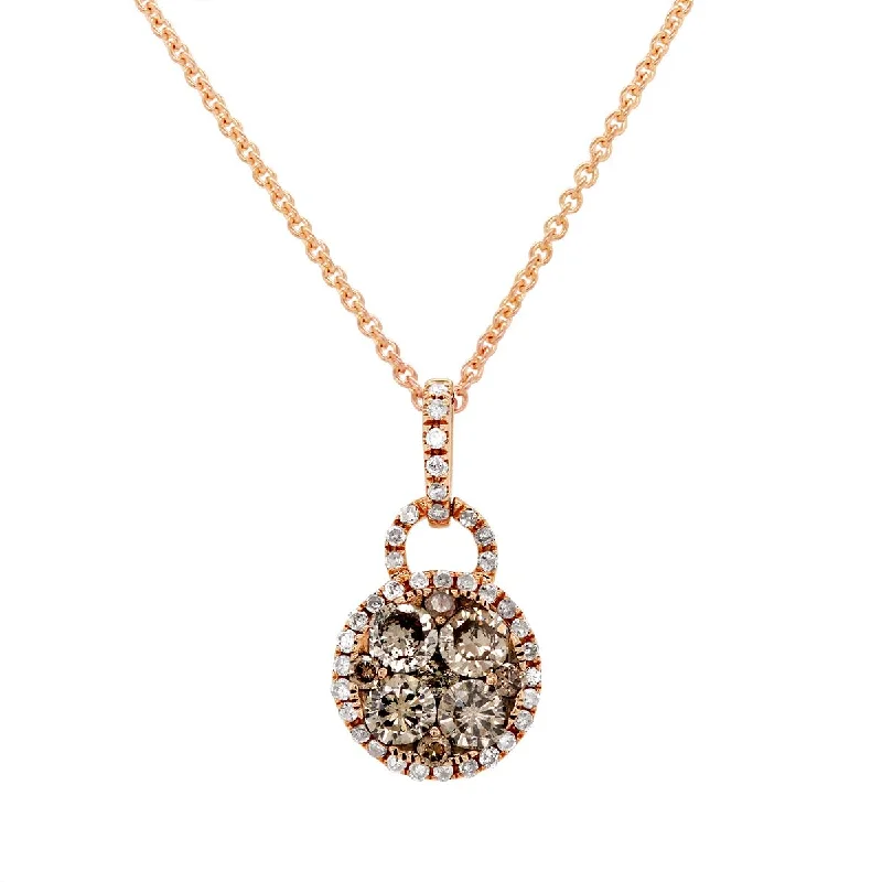 vintage floral engagement ring ROSE GOLD PENDANT NECKLACE WITH BROWN AND WHITE DIAMONDS, .86 CT TW vintage floral engagement ring ROSE GOLD PENDANT NECKLACE WITH BROWN AND WHITE DIAMONDS, .86 CT TW