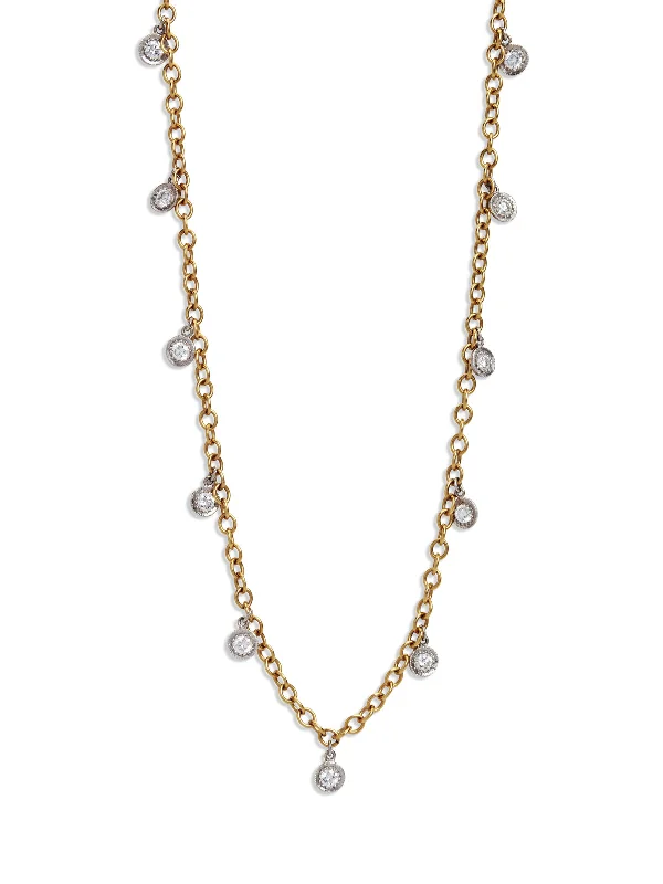 butterfly charm bracelet delicate Round Diamond Fringe Yellow Gold Chain Necklace