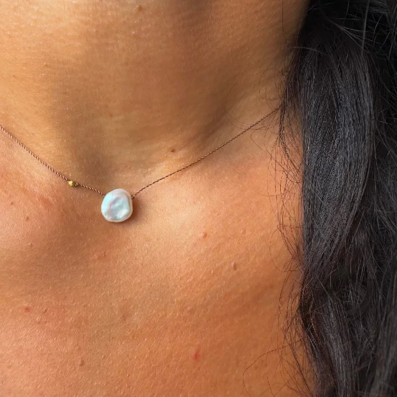 14k gold nose ring hoop ROUND PEARL PENDANT NECKLACE