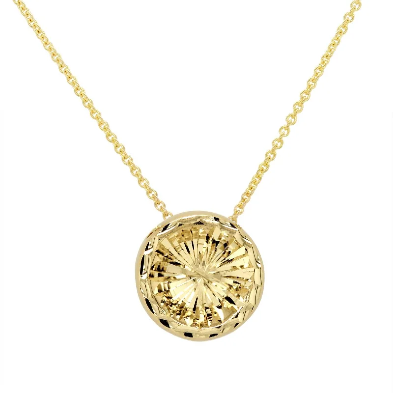 ROUND YELLOW GOLD DIAMOND CUT PENDANT NECKLACE