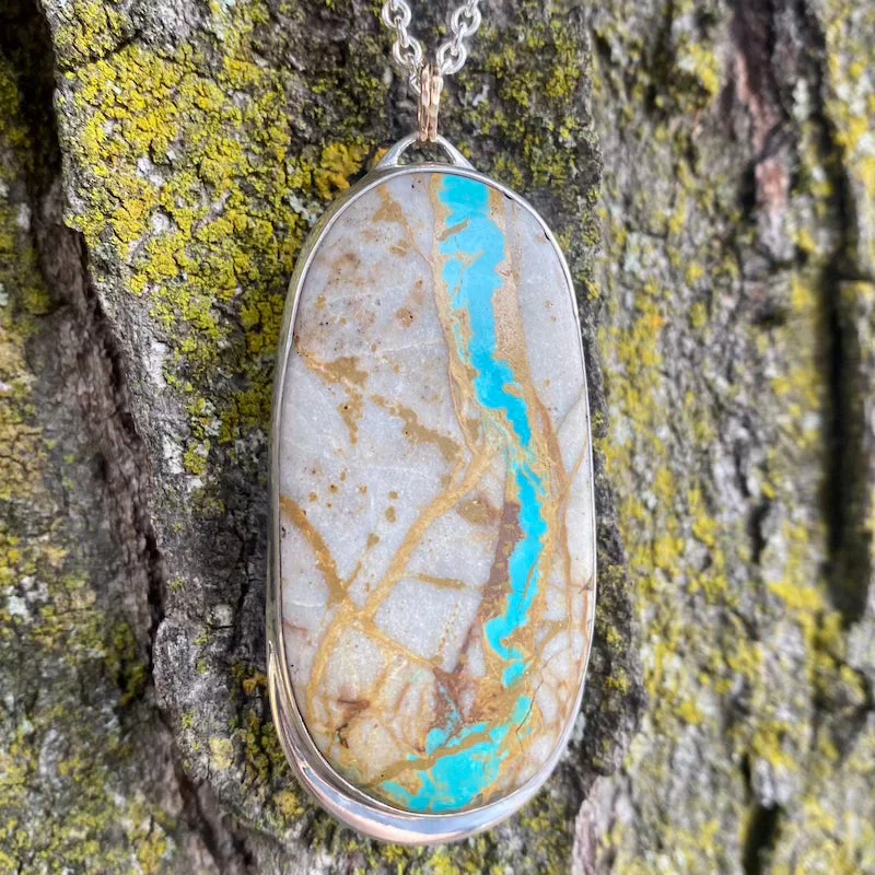 sterling silver charm anklet Royston Ribbon Turquoise Canyon Two-Tone Necklace