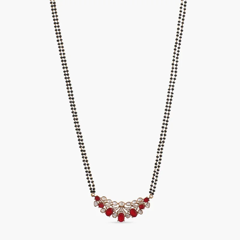 ethical lab-grown diamond ring Ruby Moissanite Silver Mangalsutra Necklace Set
