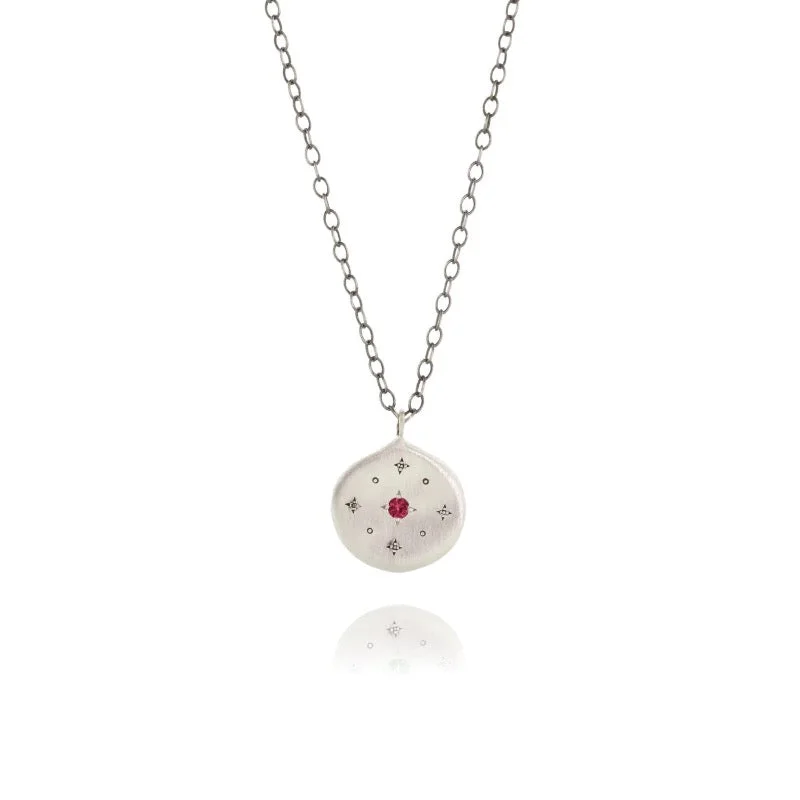 emerald-cut engagement ring halo Ruby New Moon Pendant Necklace