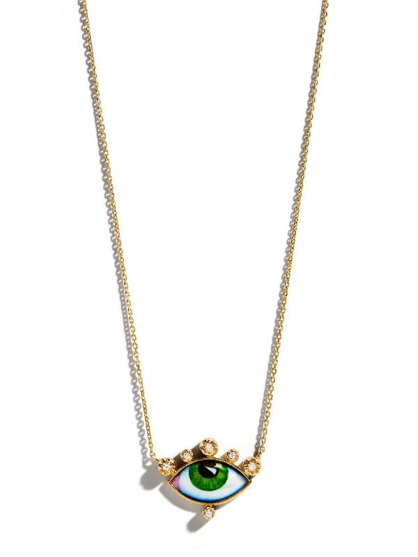 celestial sunburst necklace gold Russe Petit Vert Diamond and Enamel Eye Yellow Gold Necklace celestial sunburst necklace gold Russe Petit Vert Diamond and Enamel Eye Yellow Gold Necklace