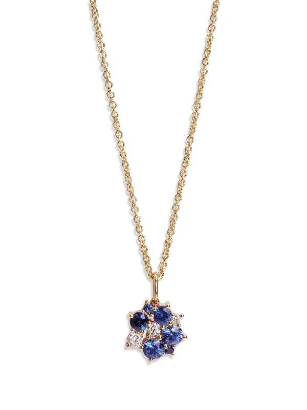 minimalist sapphire drop necklace Sapphire Cocktail Disc Yellow Gold Necklace