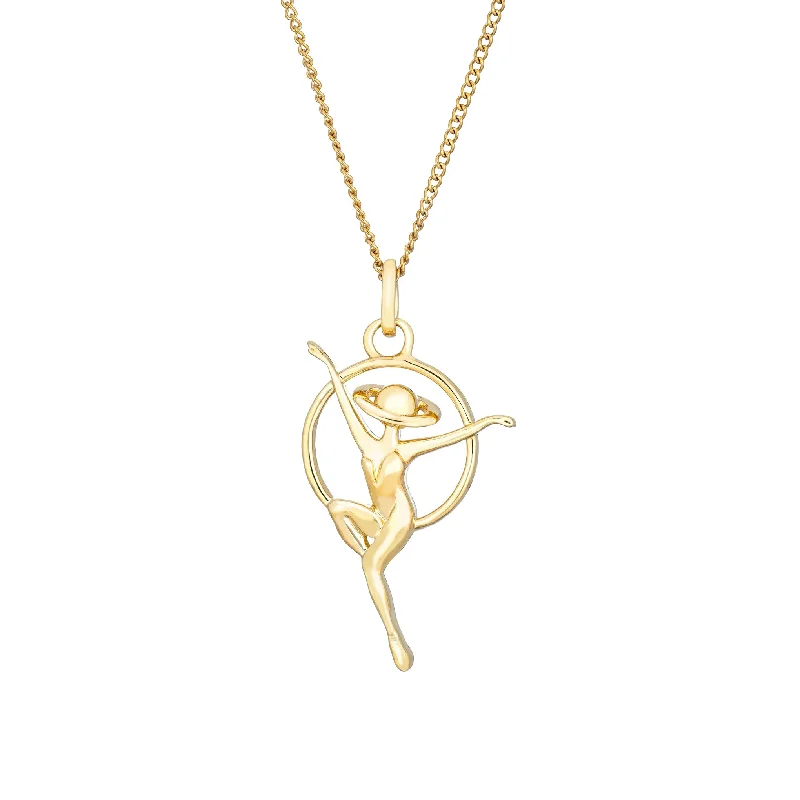heart pendant necklace gold Saturn Dancer Necklace