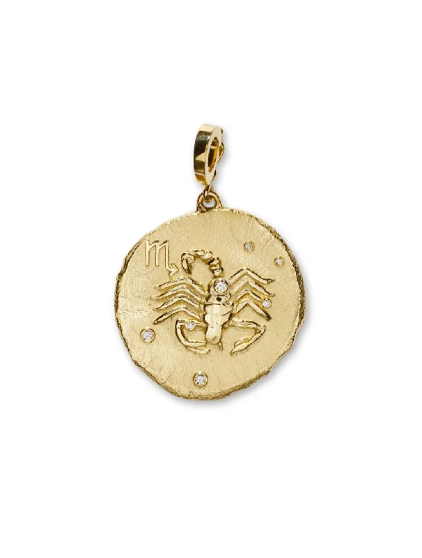gold-plated chain necklace with charms Of The Stars Diamond Large Scorpio Coin Yellow Gold Charm